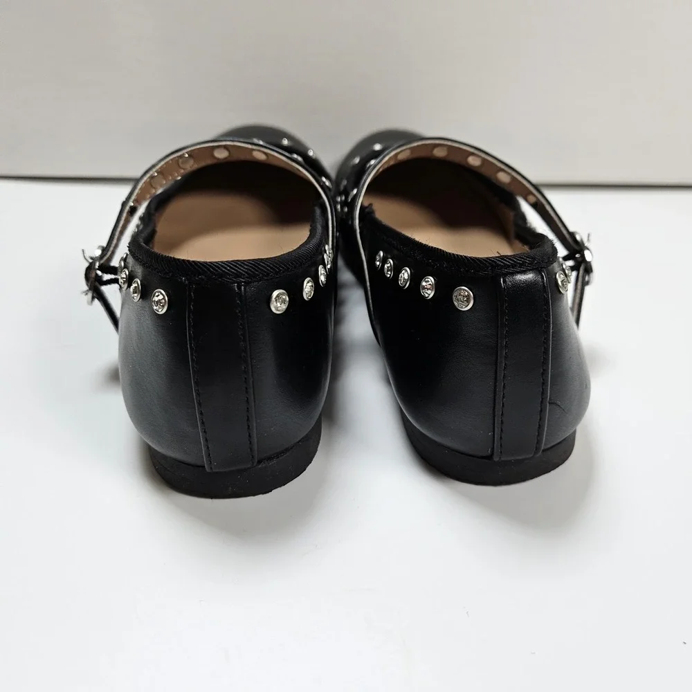 Steve Madden Kids Black Rhinestone Mary Jane Flats Dress Shoes Size Youth 5